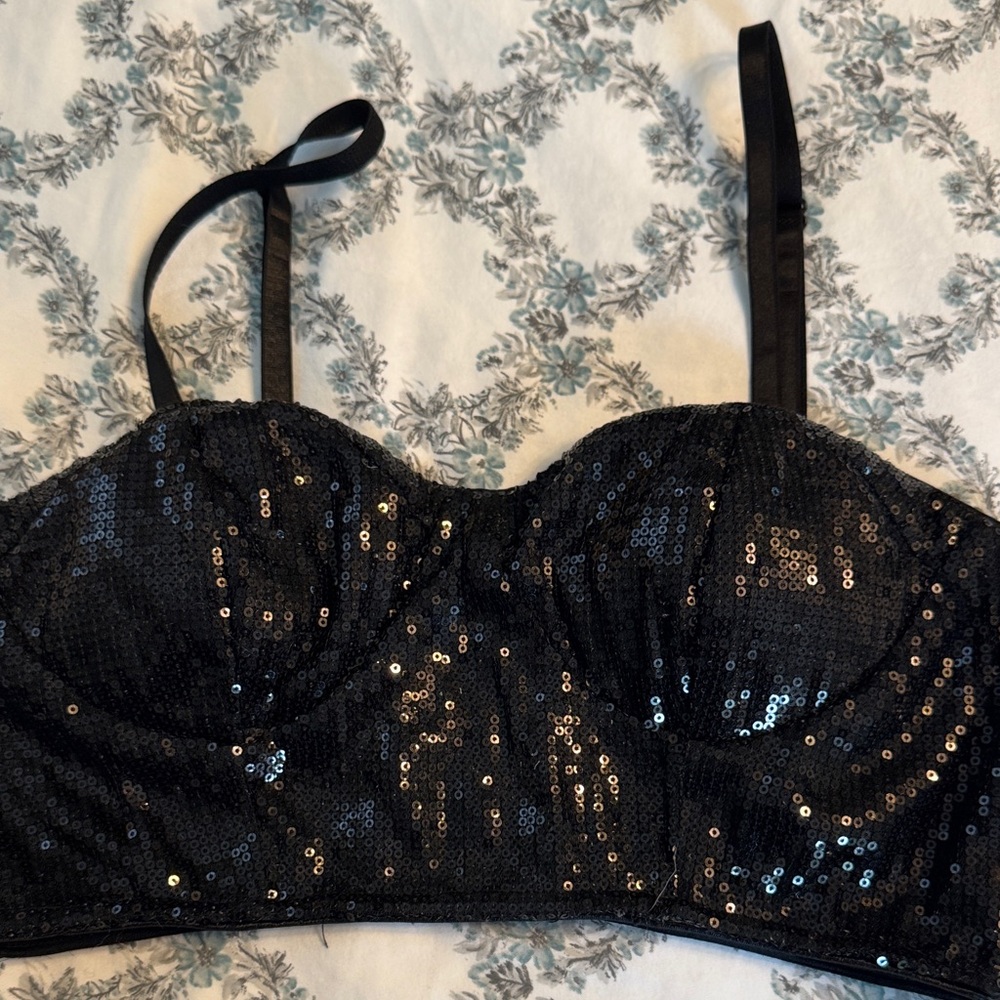 Sequin Black Bustier Top